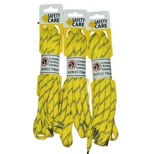 Safety Care Boot Shoe‎ Laces Work Wear Welding 72" Yellow and Black 3 pairs